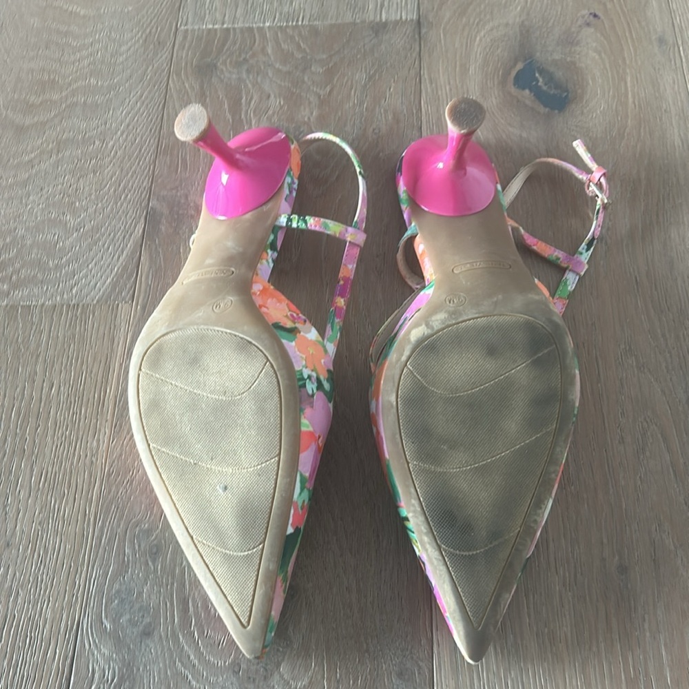 Floral Kitten Heel Slingbacks - 9.5 - Picture 3 of 3